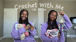 Crocheting Car Decor 🤍🚙 | Crochet with Me | Vlog