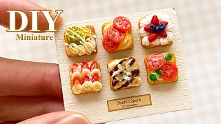 DIY | Miniature 6 types of toast arrangement made with clay and resin