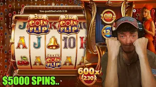 I did $5000 SPINS on CRAZY COIN FLIP! *HUGE HIT* (STAKE)