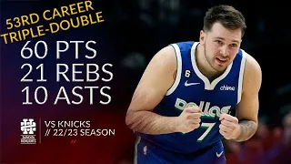 Luka Doncic 60 pts 21 rebs 10 asts vs Knicks 22/23 season