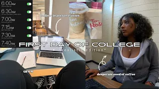 FIRST DAY OF COLLEGE: 6am day in my life, grwm, classes (realistic vlog)