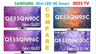 Samsung QE55QN90C vs QE55QN94C vs QE55QN95C vs QE55QN700C TV Comparison  Mini LED 2023 Arvizas