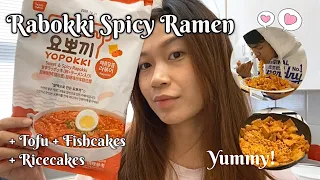 COOKING RABOKKI SPICY RAMEN + TTEOKBOKKI RICE CAKES #ssamjang #koreanfishcakes #koreanricecake