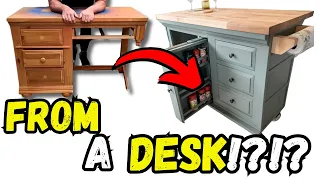 I WON the Ugly Duckling Challenge!!  How to turn a desk into a kitchen island