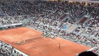 Monfils-Baez. Roland Garros 2023. And public. French crowd.