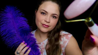 ASMR | Face Attention For Relaxation | Face Touching, Feathers, Face Brushing, Measuring |