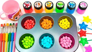 Oddly Satisfying l Making 6 Stress Balls WROM Color Painbts OF Rainbow Lollipop Candy Cutting ASMR