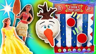 PlayDoh Drill N Fill Head Olaf Disk Drop Game with Moana, Belle, Elsa and Jasmine Disney Princesses!