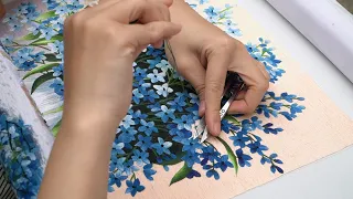 Embroidery by hand for a beautiful embroidery picture | Embroidery Art | Blue Phlox Flowers pattern