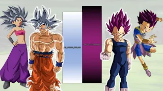 Goku & Caulifla VS Vegeta & Cabba POWER LEVELS Over The Years All Forms - Dragon Ball Super