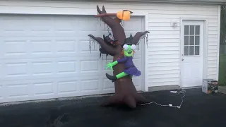 Animated witch crashing into tree inflatable review