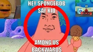 Spell kid among us backwards meme