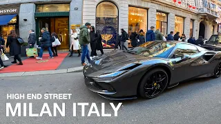 MILAN ITALY -WALKING ON LUXURY SHOPPING STREET