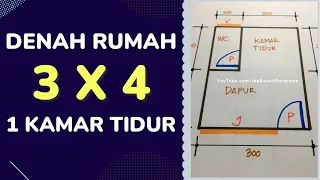 Denah Rumah 3x4 1 Kamar Tidur 1 Lantai Yang Sederhana