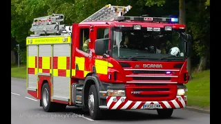 Moulton Fire Engine Turning Out to House Fire with Lights and Sirens - Northants Fire