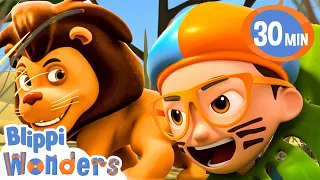 A Lions Roar | Blippi Wonders Fun Cartoons | Moonbug Kids Cartoon Adventure