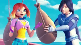 Bloom manages to avoid the sandbags...almost | Winx Club Clip