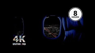 Dark Screen Takeoff & Landing Airplane Ambience | SPANISH Flight Attendant | Call Ding | Read, Sleep