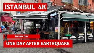 One Day After Earthquake Türkiye| Istanbul Snow Day 7Feb 2023 Beşiktaş Walking Tour|4k UHD 60fps