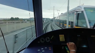 LUAS Dublin Tram. Full ride on LUAS Red Line from Saggart to The Point.