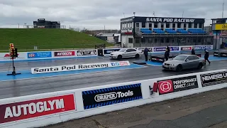 Mercedes E55 AMG vs E92 BMW 335i stage 2 - quarter mile race 11.8@123.5