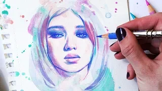 HOW TO PAINT A PORTRAIT WITH ONLY 3 COLOR PENCILS! ...and Watercolors!