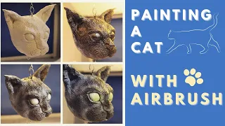 Painting a Clay Cat with Airbrush! - Bemalen (Airbrush) eines Katzenkopfs