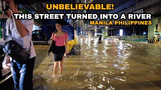 When typhoon Hits|Flooding everywhere|MANILA PHILIPPINES [4k] Walk tour