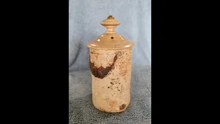 How to turn a birch bark container with lid on the wood lathe.