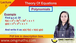 g.c.d. of Polynomials | Example | Polynomials | Theory Of Equations | Bsc