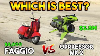 GTA 5 ONLINE : OPPRESSOR MK 2 VS FAGGIO [EXPENSIVE VS CHEAP] (WHICH IS BEST?)