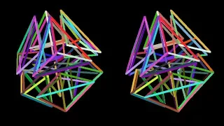Cells-16-3d-multicolor. Rotation in four-dimensional space. 4D. Fourth dimension. Hyperspace.