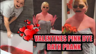 Valentines pink bath dye prank 😂 prank wars