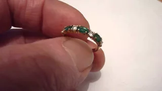 Quality Vintage 18 Carat Gold, Diamond & Emerald Half Eternity Ring. Size. N/O