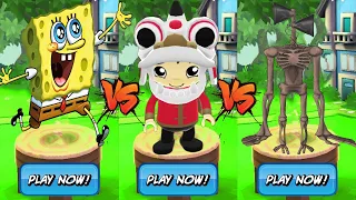 Tag with China Ryan vs Spongebob SquarePants vs Siren Head Run - Gameplay