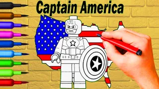 Lego Captain America Coloring For Children