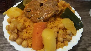 كسكسي تونسي دياري اخضر بالعلوش الخروف على طريقتي - couscous tunisiens