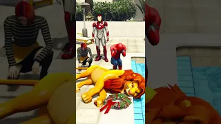 GTA V : IRON MAN SAVING LION FROM DUGGAN 😯| #shorts