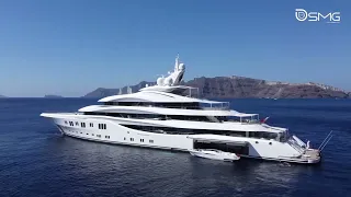 The 91m Superyacht LADY LARA in Oia, Santorini