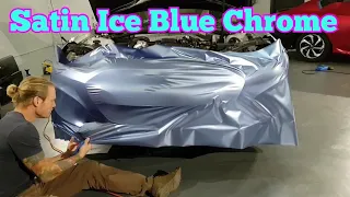 How to vinyl wrap a bumper in Satin Ice Blue Chrome. How to wrap a car. By @ckwraps