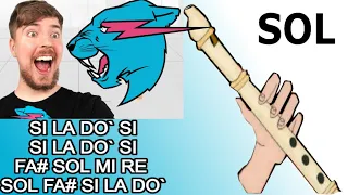 Mr Beast, flauta dulce fácil, tutorial con animación, easy flute recorder