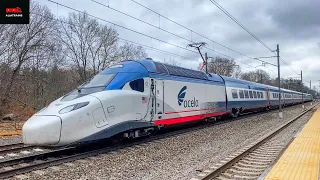 160 MPH!! Amtrak Avelia Liberty Test Extra in Wickford Junction, RI! + Amtrak & MBTA Trains