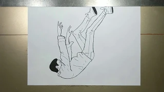 How to draw FALLING PEOPLE step by step
