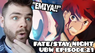 EMIYA IS CRAZY!!?!! | FATE/STAY NIGHT | UNLIMITED BLADE WORKS | EPISODE 21 | NEW ANIME FAN REACTION!