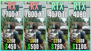 RX 7700 XT vs RX 7800 XT vs RTX 4070 TI vs RTX 4080 - Test in 12 Games