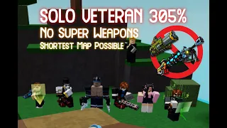 Solo Veteran 305% Without Super Weapons on the Shortest Possible Map | Pixel Gun Tower Defense