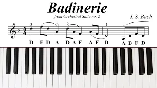 Badinerie  -  J.S. Bach   - Easy Piano Tutorial