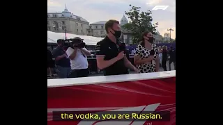 Pierre Gasly asks Danil Kvyat for Vodka...