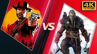 Red Dead Redemption 2 vs Assassin's Creed Valhalla - Direct Comparison! Details & Graphics! 4K ULTRA