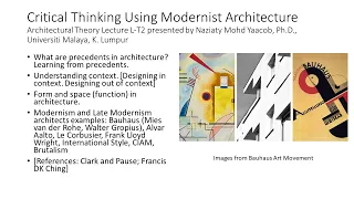 Critical Thinking using Modernist Architecture [L-T2 Arch Theory S1 2021-22]